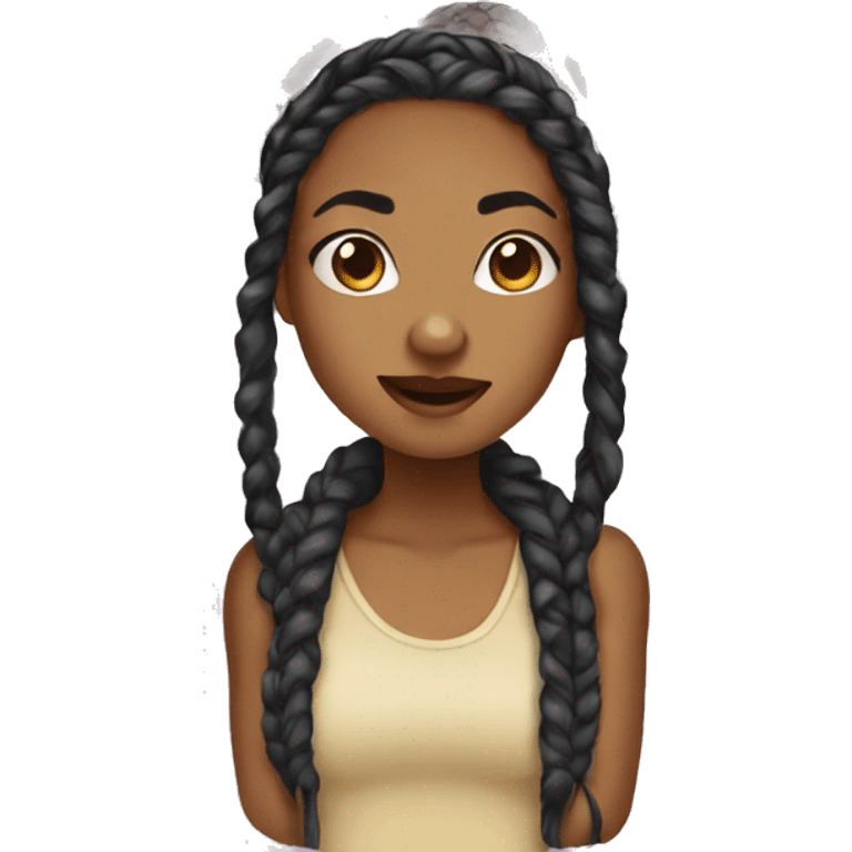 Medium skin girl with box braids  emoji