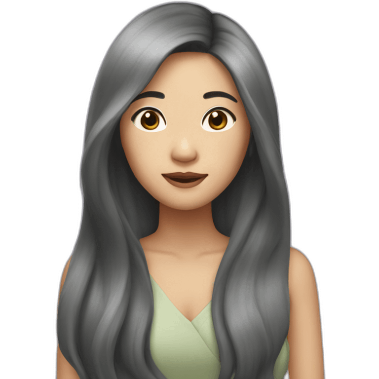 Long hair Asian woman emoji