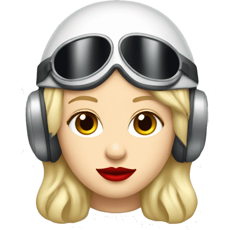 Blonde Russian pilot girl with red lips with airplane pilot headset   emoji