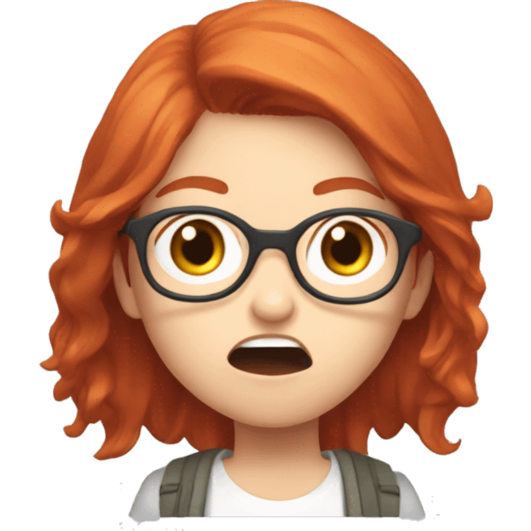 redhead with glasses in gaijin impact being scared emoji