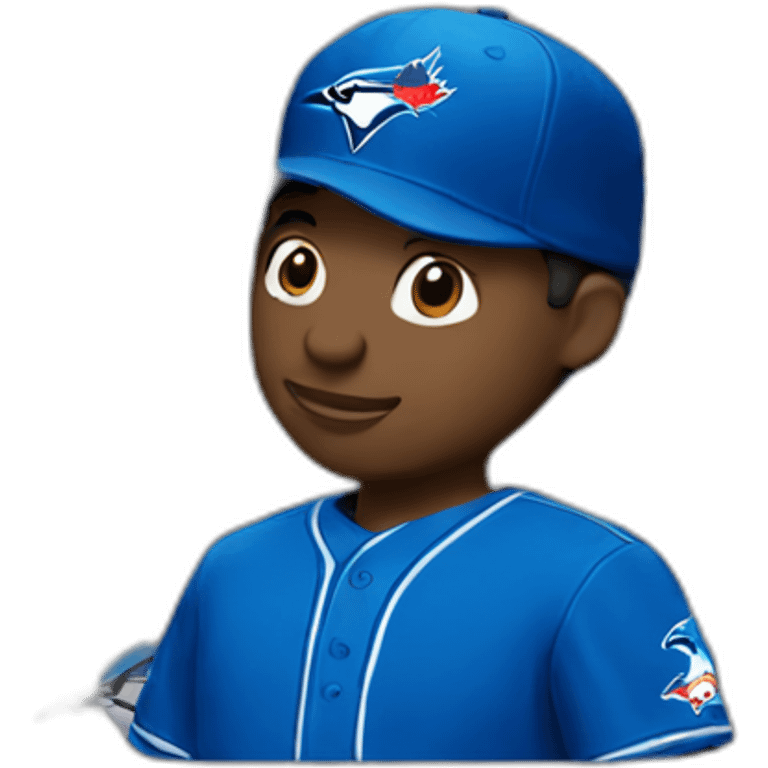 Man wearing blue jays hat emoji