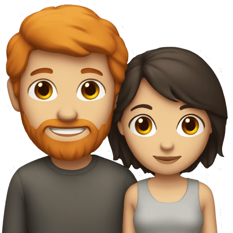 A couple containing a ginger man and a dark haired girl emoji