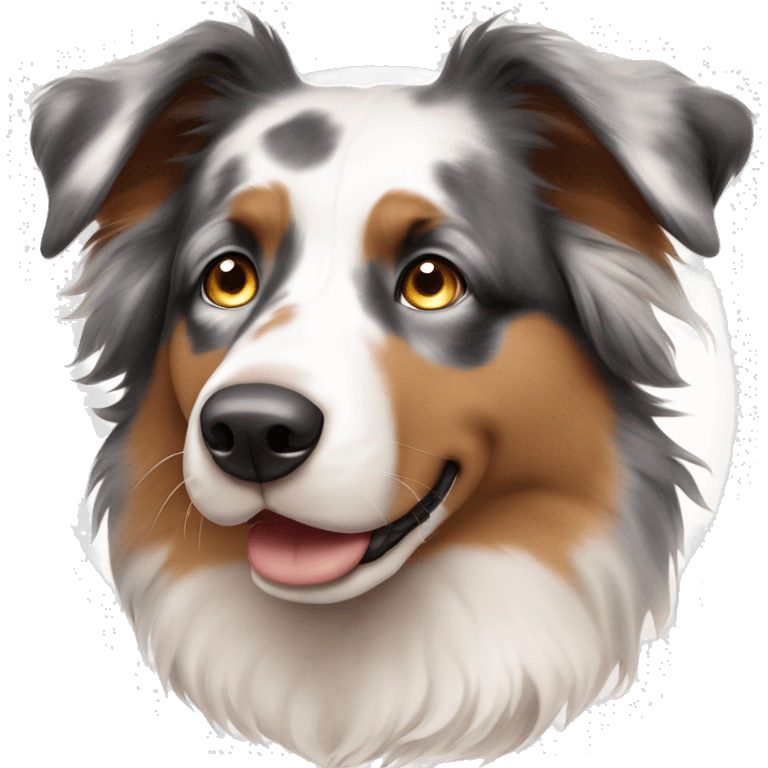 Merle Aussie shepherd with brown and blue eyes emoji