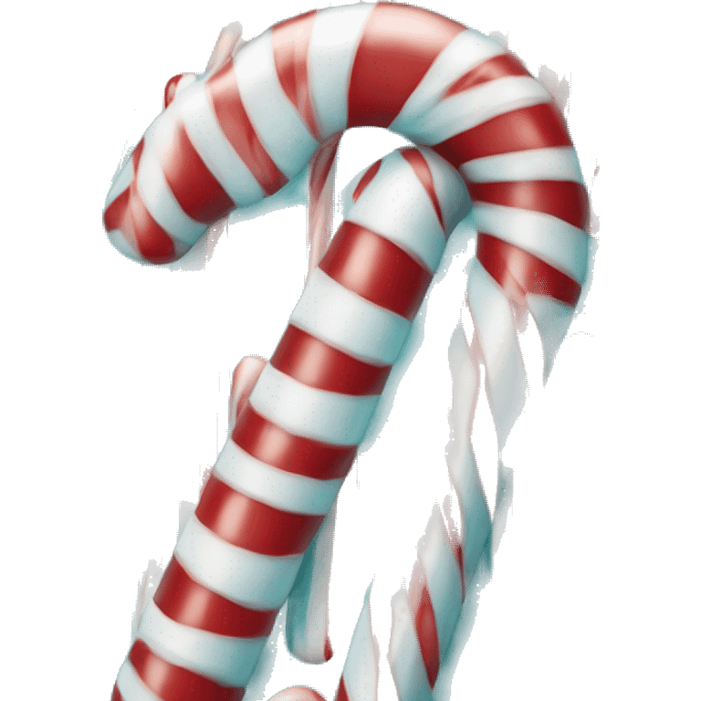 Realistic isolated aqua blue and white striped candy cane. emoji