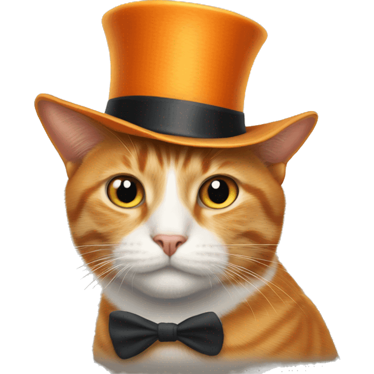 Orange cat wearing a top hat with a white spot on his nose emoji