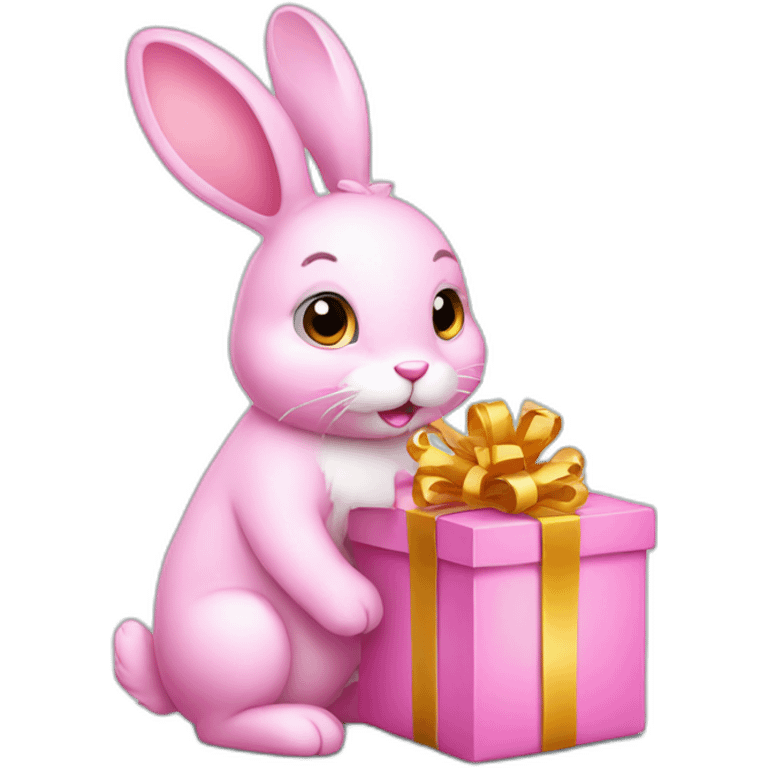 pink bunny with a gift emoji