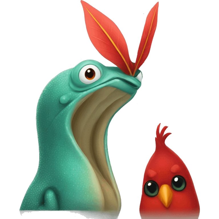 Slug and Cardinal cuddle  emoji