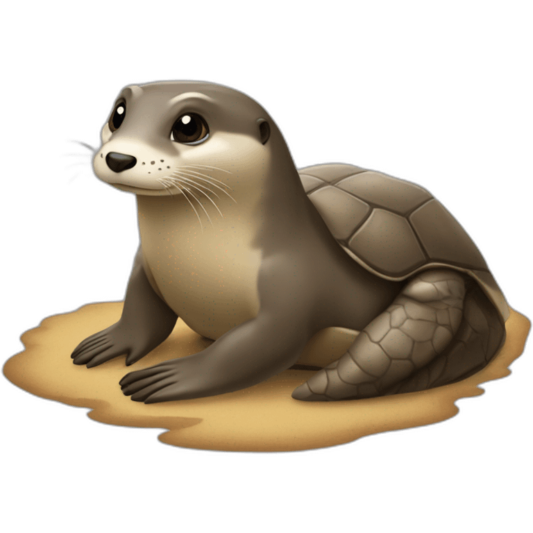 Une loutre sur une tortue emoji