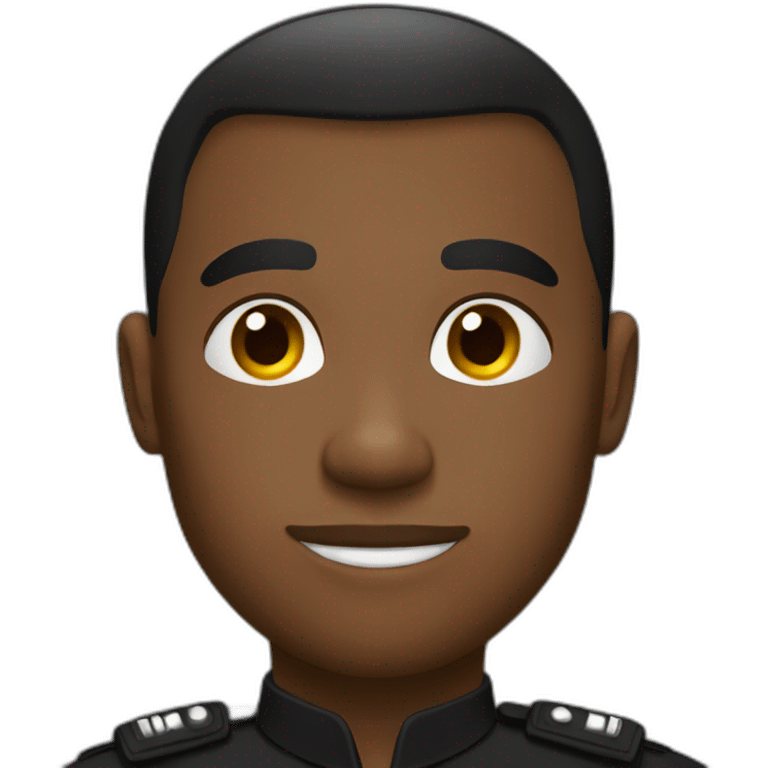 black man with undercut and snot brake in black uniform emoji