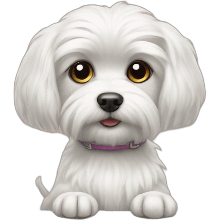 maltese dog with paws on keyboard emoji