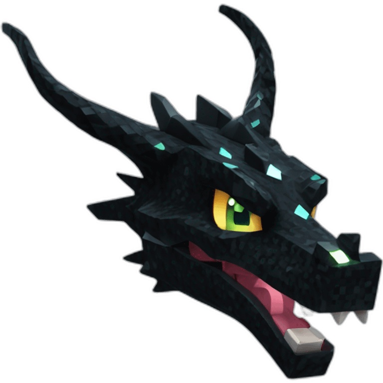 Minecraft Glitter Black Dragon Head With Diamond Horn emoji