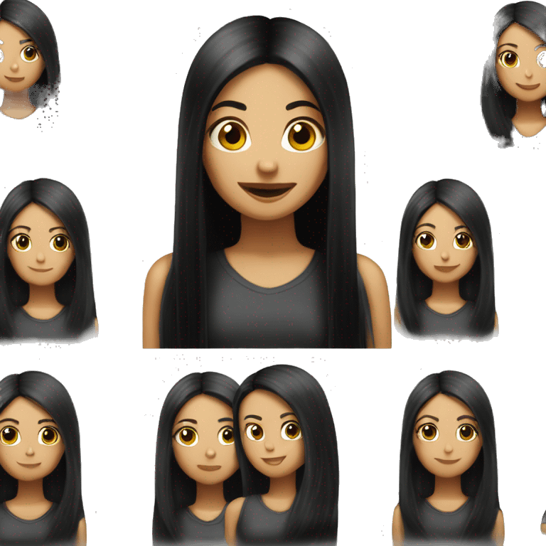 Long Black straight hair girl and black e emoji