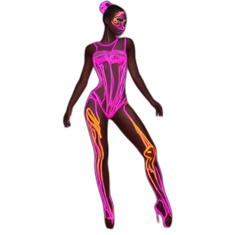 Sexy Neon sign shows art model dancer in tasteful body paint from the side emoji