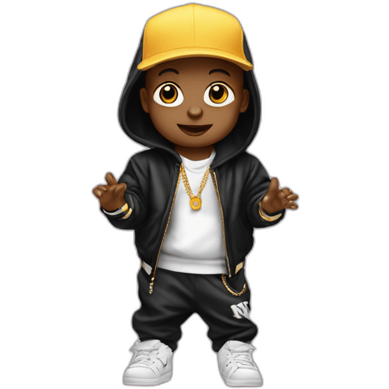 Baby in hip hop gear rapping emoji