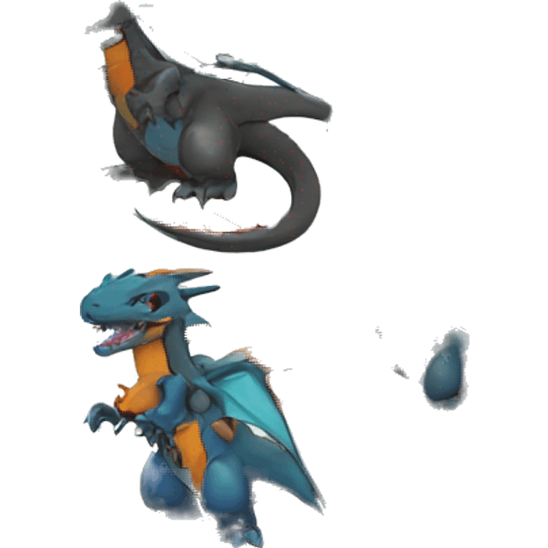 Colorful Edgy Cool Legendary Black And Orange Chibi-Charizard-Greymon-Flygon-Velociraptor-Pokémon emoji