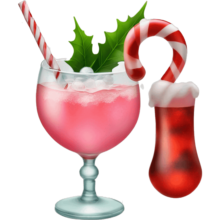 christmas cocktail with a candy cane in a pretty glass emoji