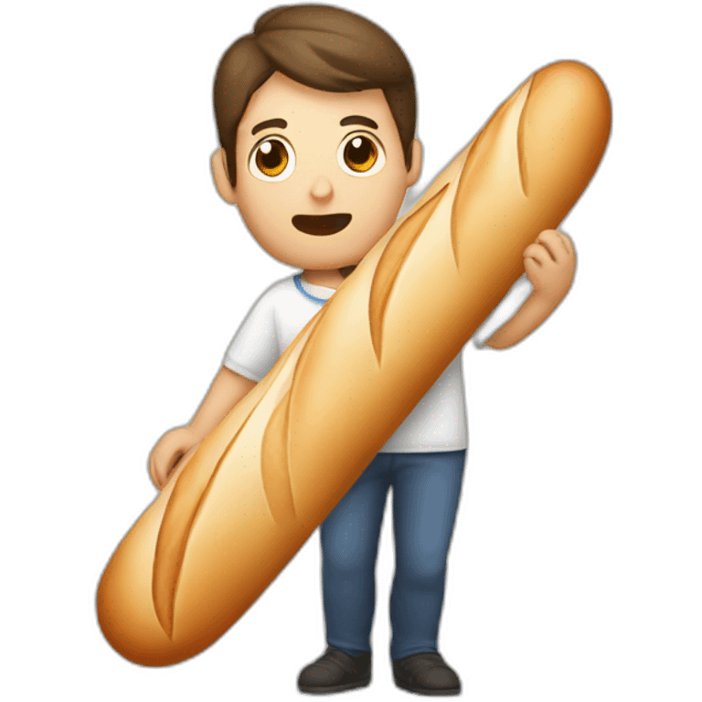 a french person holding a baguette, confused emoji