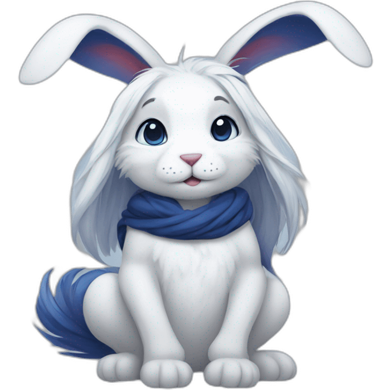 Male Anthro white rabbit with long dark blue hair emoji