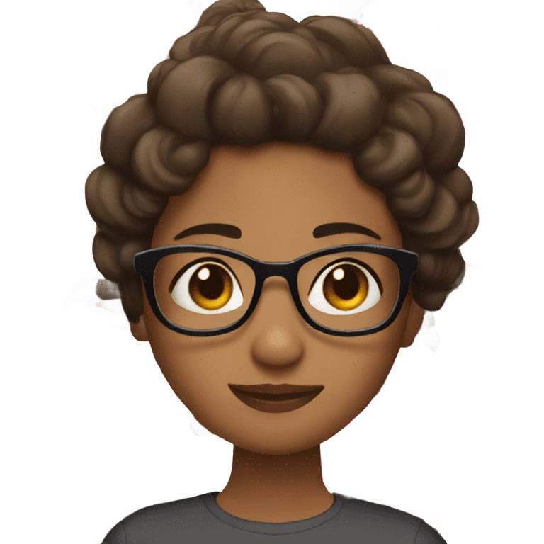 Brown girl with dark brown hair and glasses and hearts around her emoji