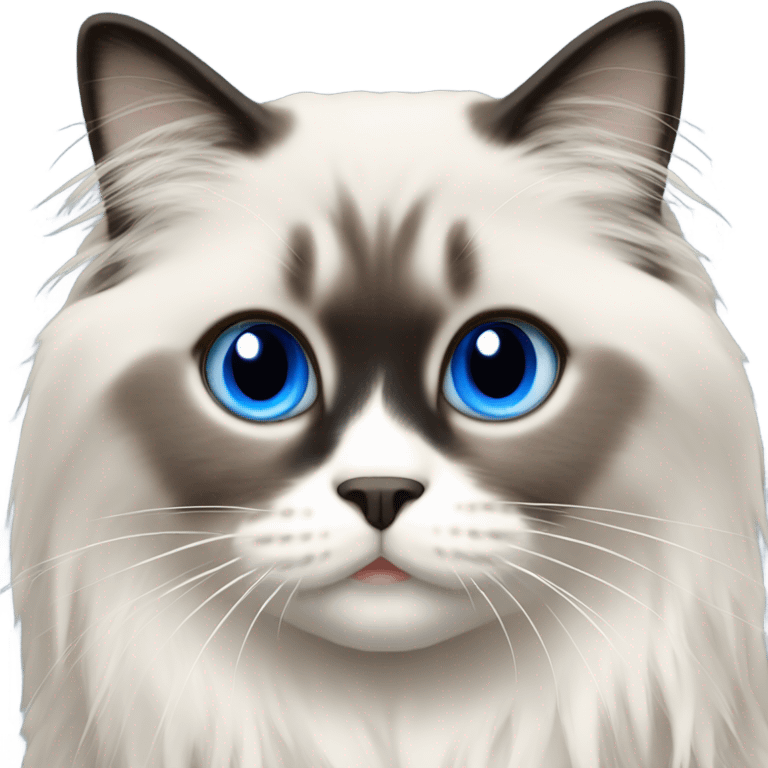 Blue point ragdoll with long hair and blue eyes  emoji