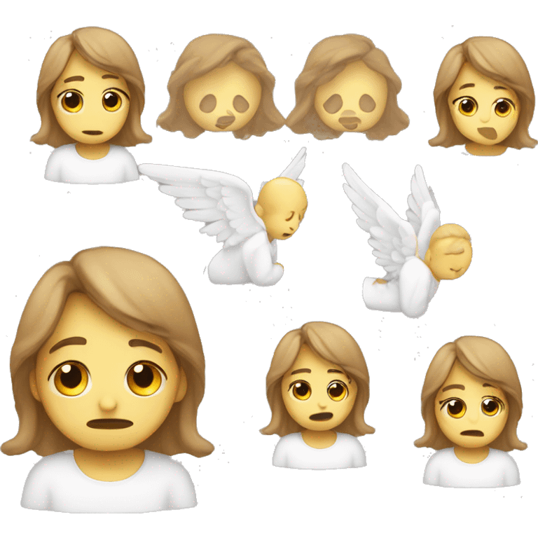 Sad Emoji With Angel Emoji With Sucpious Emjo emoji