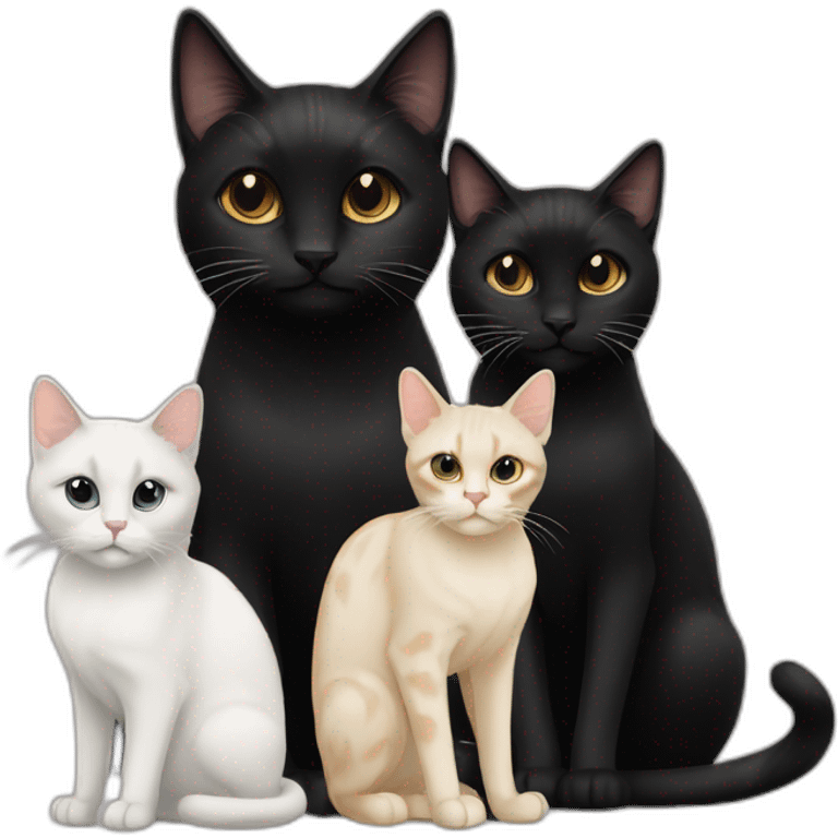 two black cats and one colourpoint cat emoji