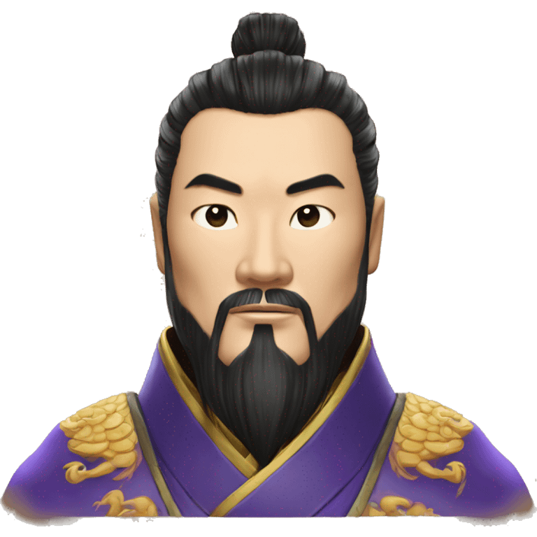 /imagine prompt: "emoji style portrait of Qin Shi Huang, Emperor of China, wearing a dragon robe, a determined expression on his face, detailed and realistic" --v 4 --q 2 emoji