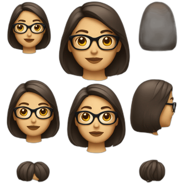 Mujer con pelo largo gafas morena  emoji