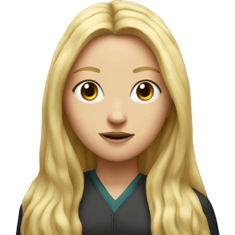 blonde white girl long hair with "PhD" written behind her emoji