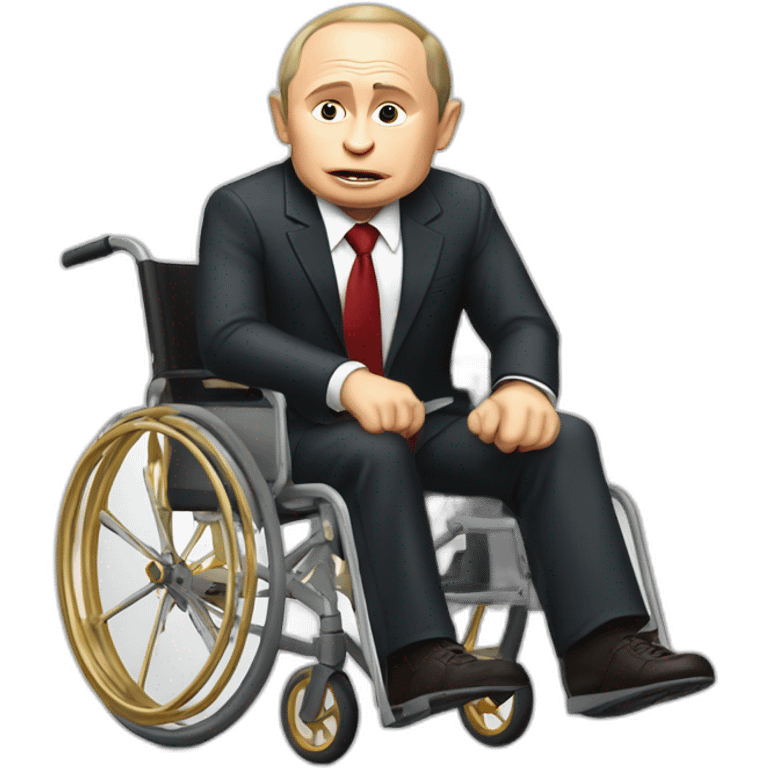 furious vladimir putin monke in beautiful golden wheelchair with suitcase emoji