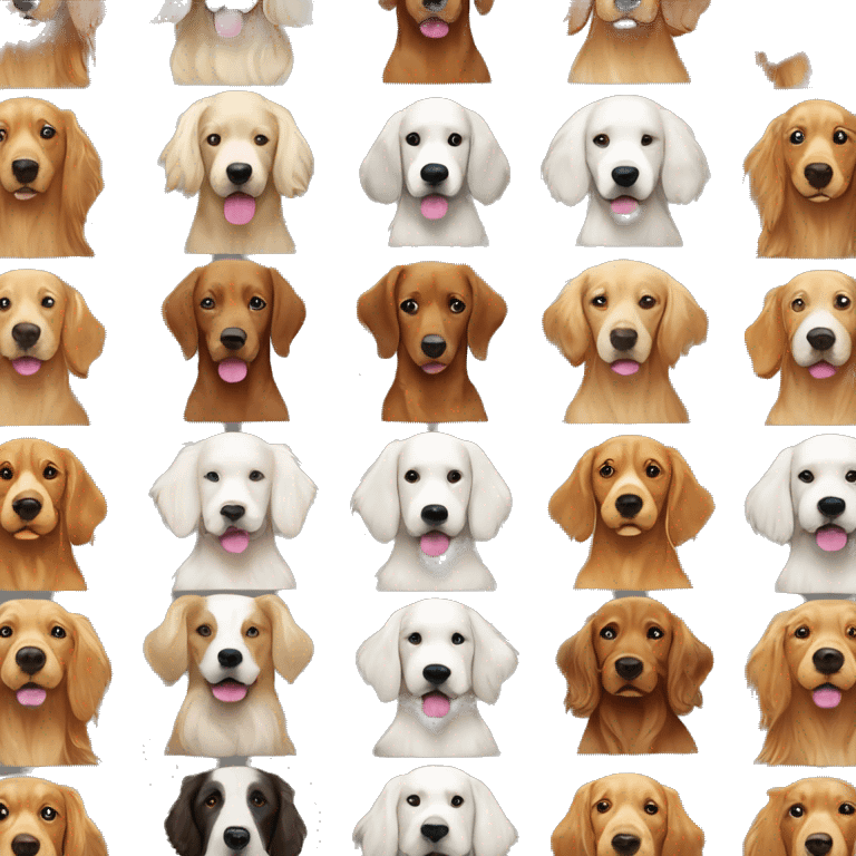 Golden Retriever, Irish Setter, Golden Retriever, White Golden Retriever, Dachshund, White Poodle emoji