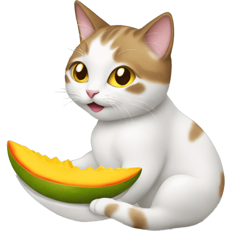 Cat eating mango emoji