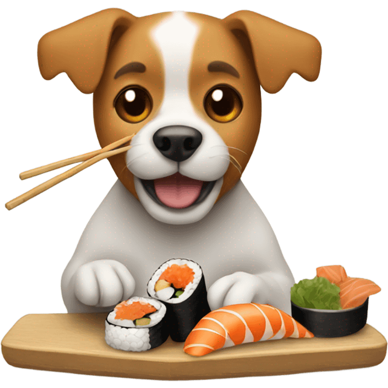 Dog eating sushi emoji