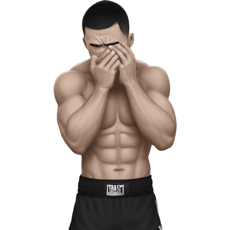 an mma fighter in pain covering his face emoji