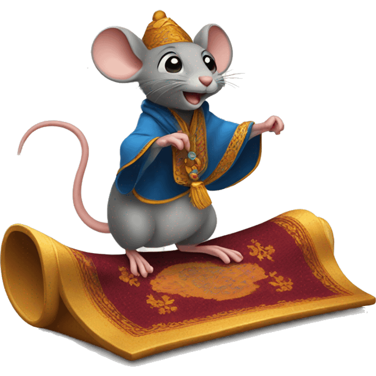 Mouse riding a magic carpet emoji