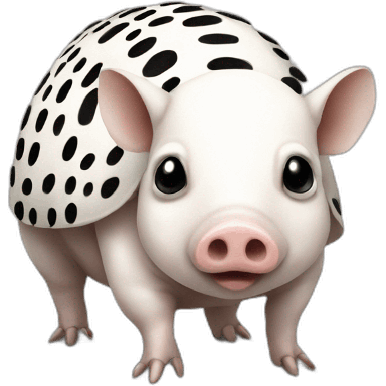 White pig armadillo insect with black spots emoji