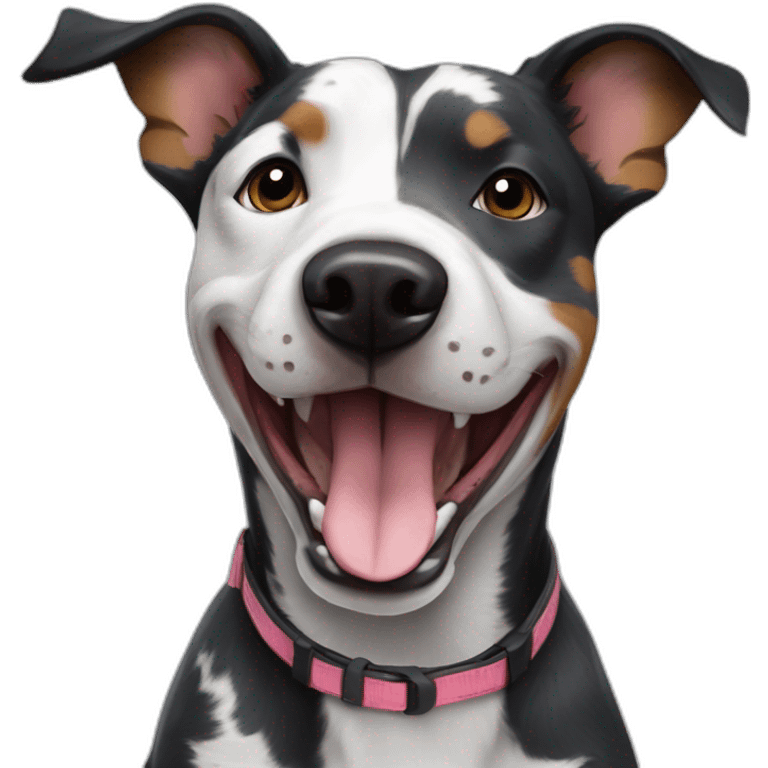 Black and white Australian cattle dog pitbull mix who is really excited you came home emoji