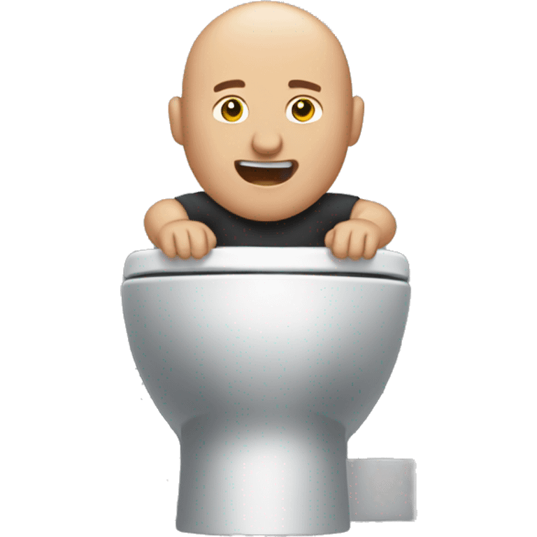 🚽 bald man coming out of toilet  emoji