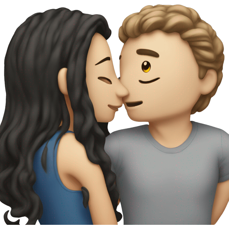 man with dark hair white skin kissing woman with dark hair white skin  emoji