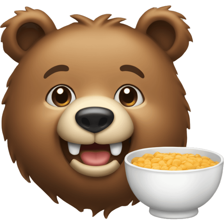 bear with a cute smile and a bowl emoji