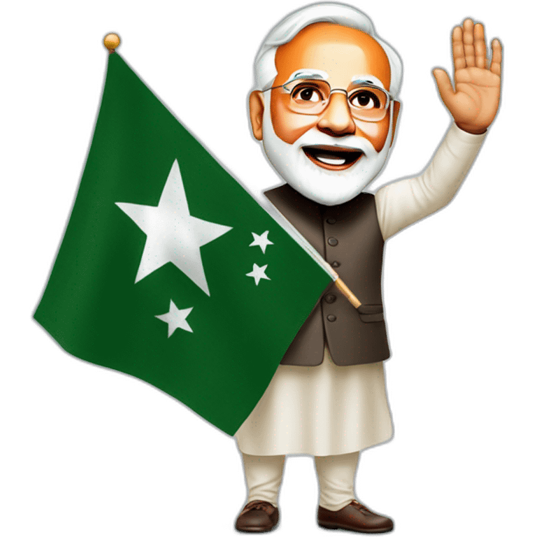 hyper realistic narendra modi waving pakistan flag emoji