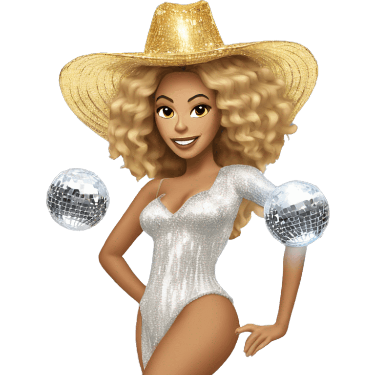 Beyonce with a mirrorball hat emoji