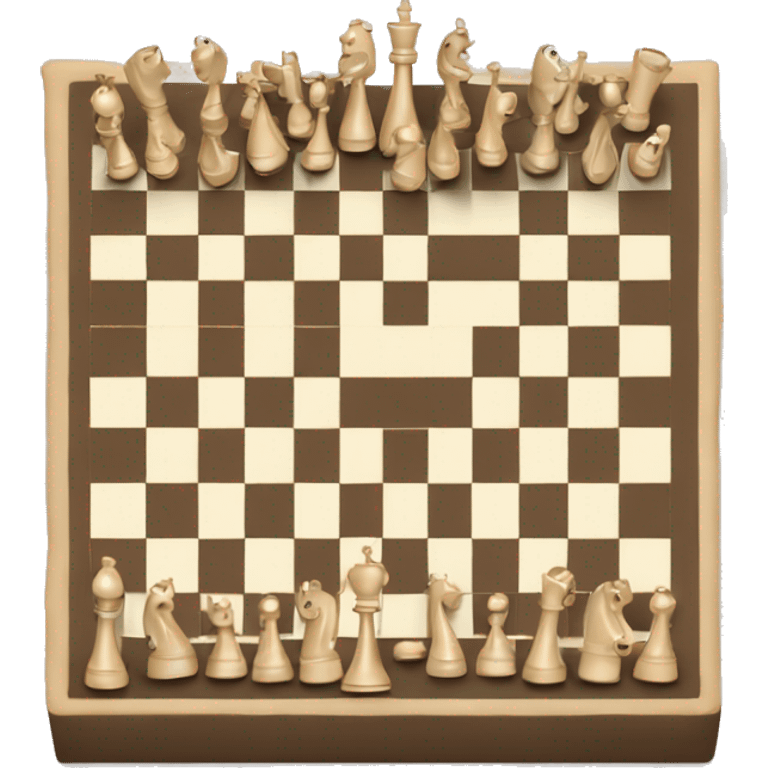 Beige chess set game with board emoji