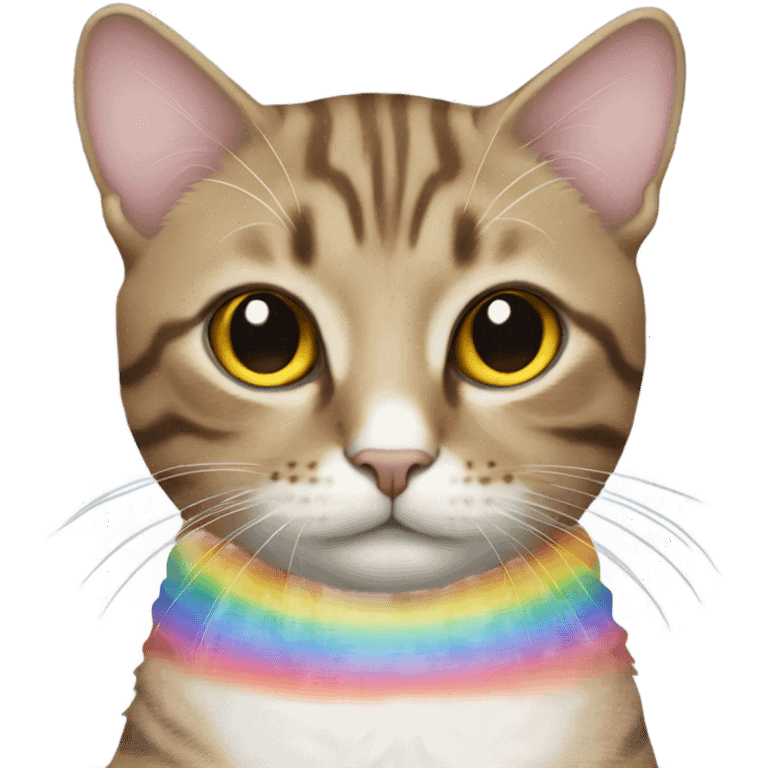 Cat wearing rainbow shirt emoji