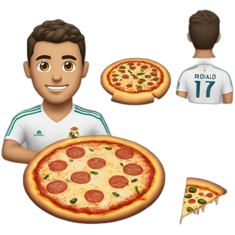 Ronaldo with real madrid shirt making pizza emoji