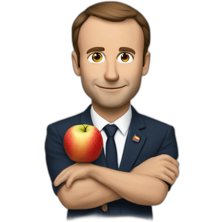 Macron avec une pomme emoji