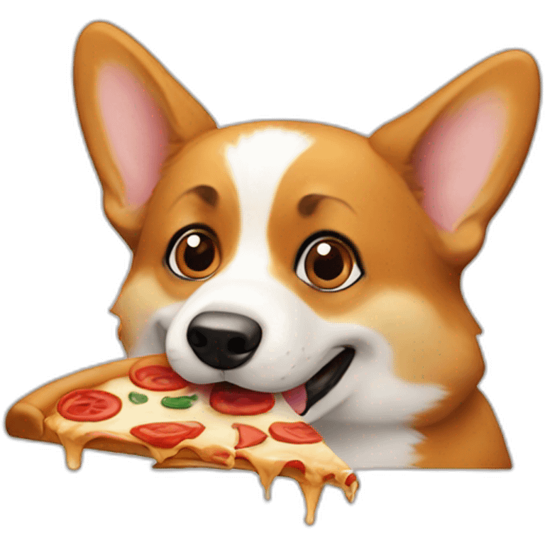 Corgi eating pizza emoji