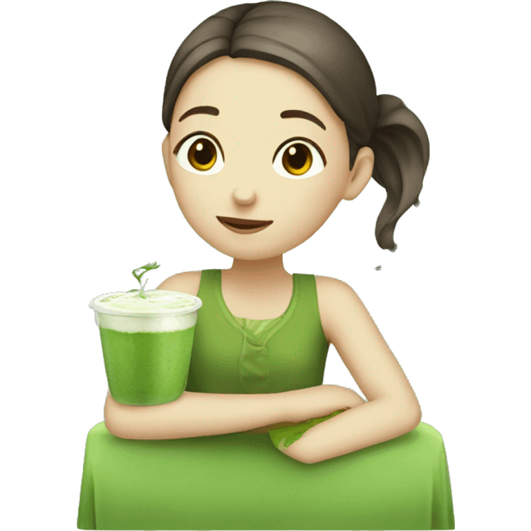 Girl stiring matcha emoji