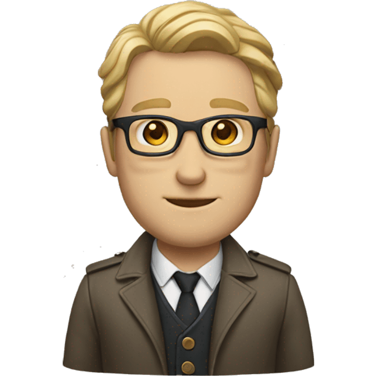 white man with straigth hair, glasses, a jacket and a necklace emoji