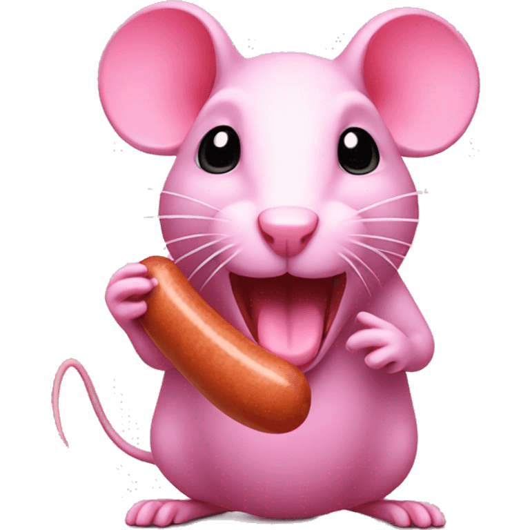 pink rat with sausage emoji